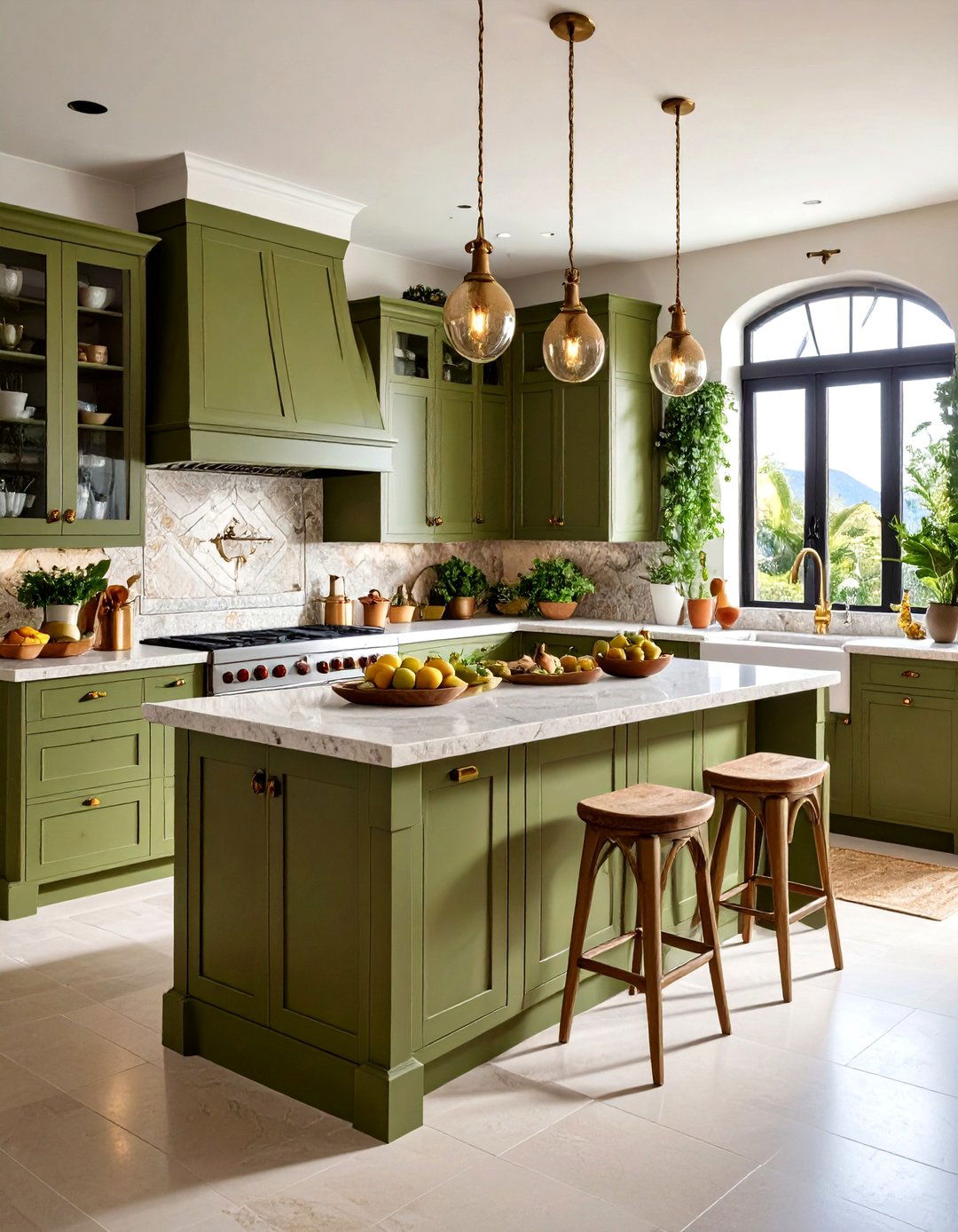 Mediterranean Style Olive Green Kitchen - 24 Olive Green Kitchens