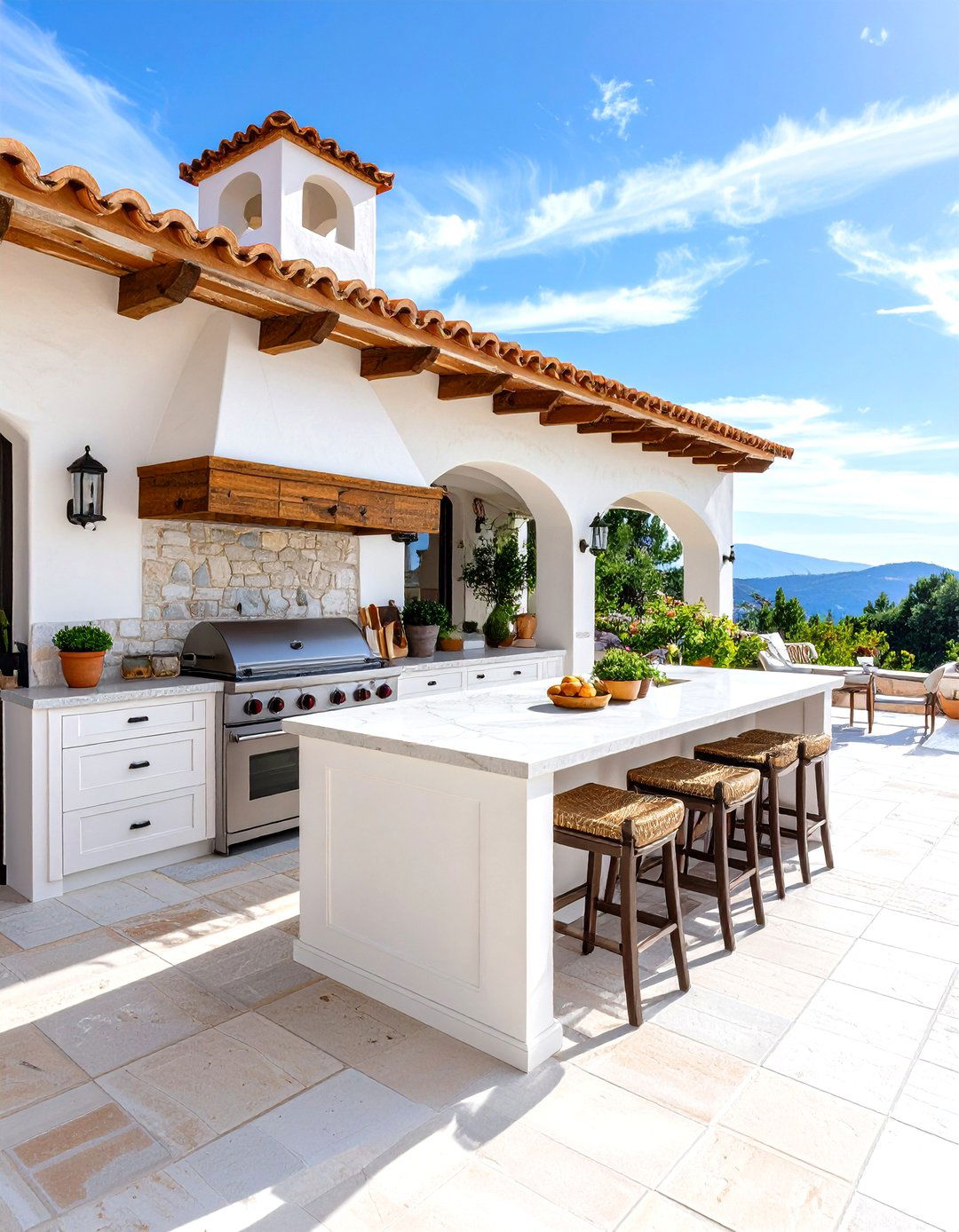 Mediterranean Style Outdoor Kitchen with Warm Terracotta Elements - 24 Outdoor Kitchen Designs