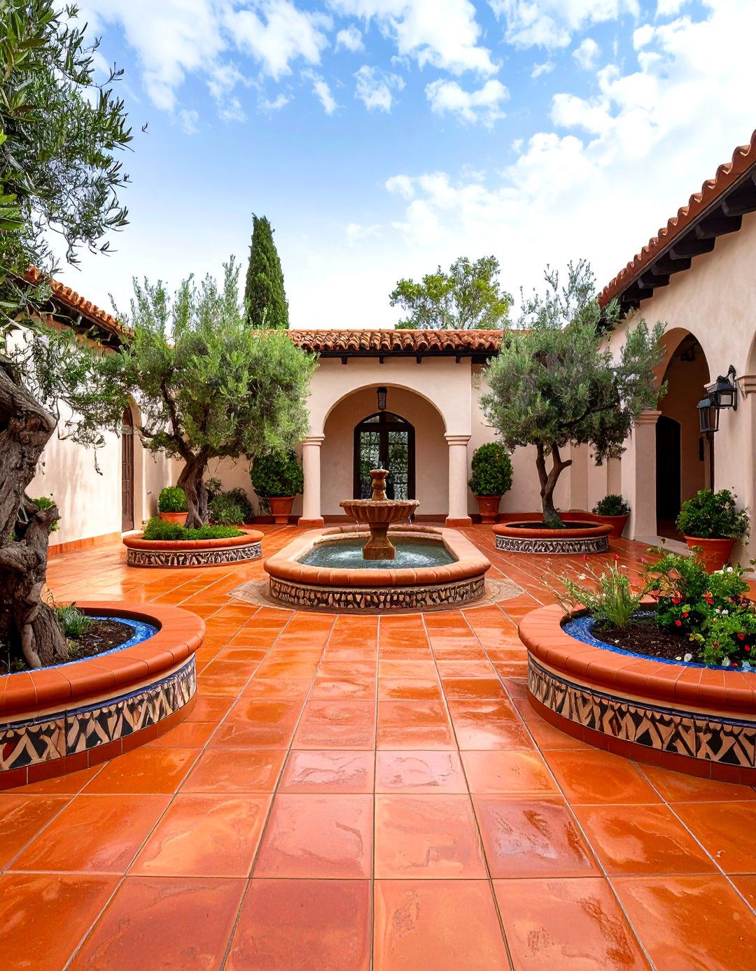 Mediterranean Style Stained Concrete Patio - 24 Raised Concrete Patio Ideas