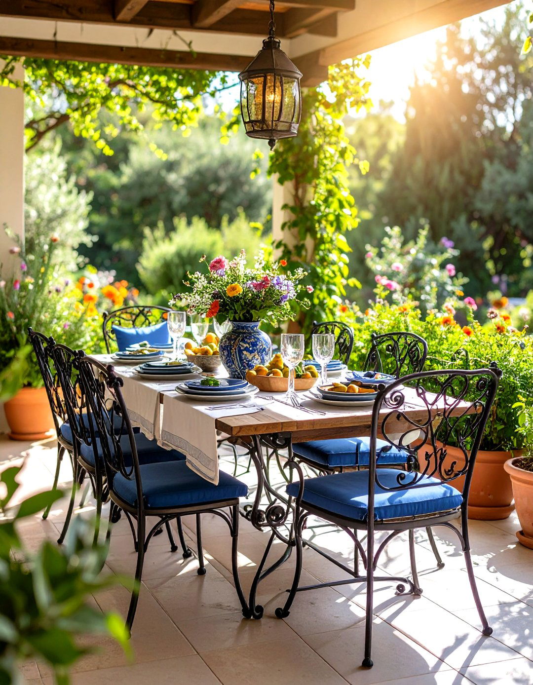 Mediterranean Sunroom Dining with Earthy Tones - 24 Sunroom Dining Room Ideas