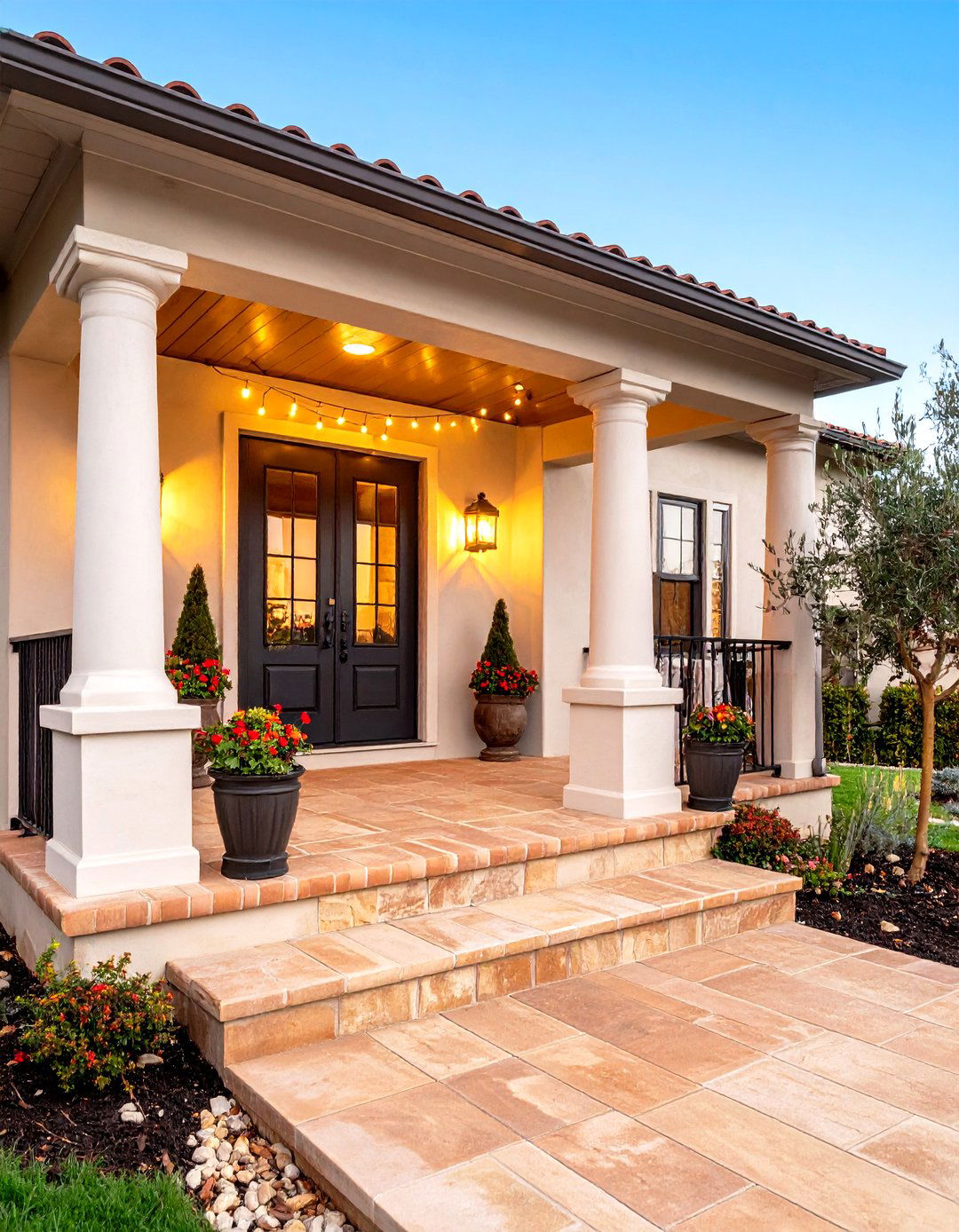 Mediterranean Terra Cotta Front Porch Deck - 24 Front Porch Deck Ideas