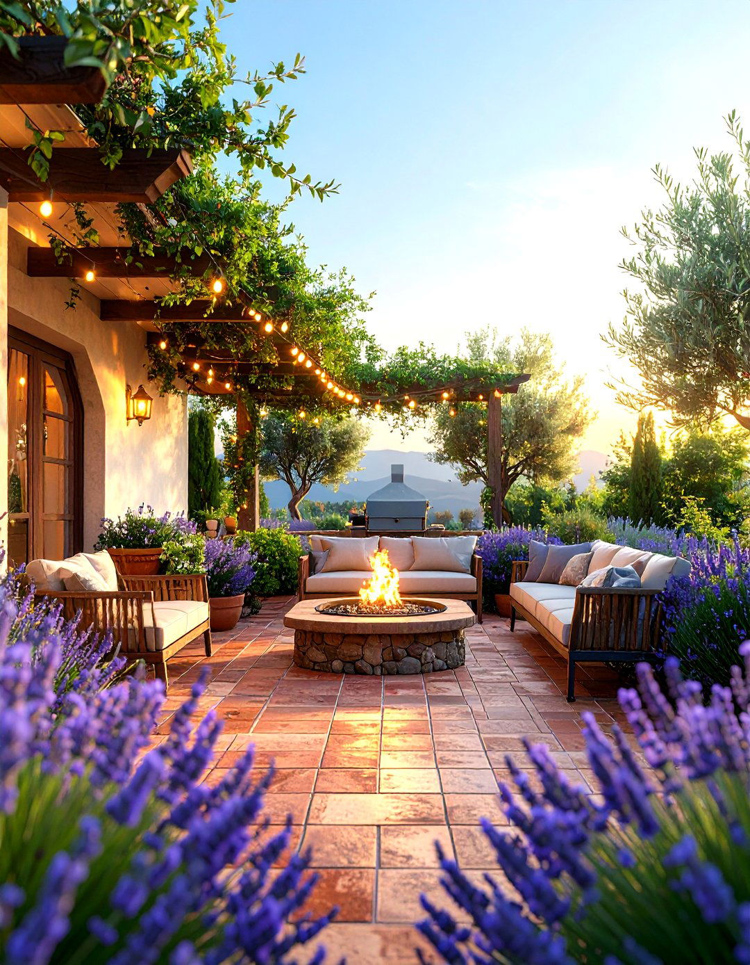 Mediterranean Terrace L Shaped Design - 24 L Shaped Backyard Ideas