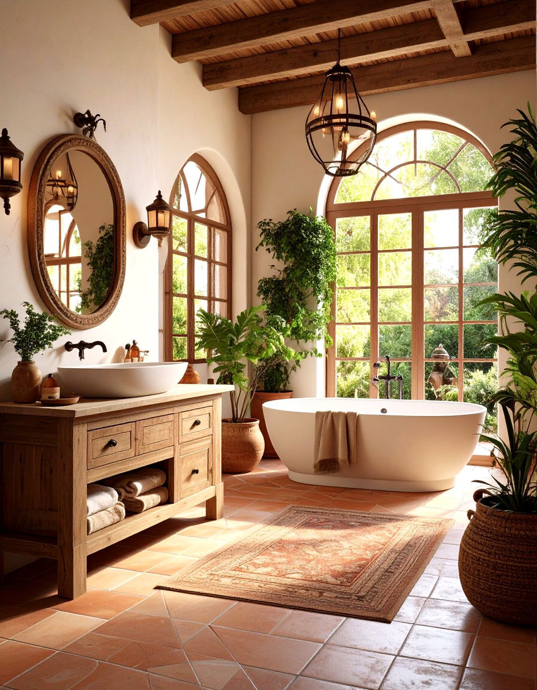 Mediterranean Terracotta Hall Bathroom - 24 Hall Bathroom Ideas