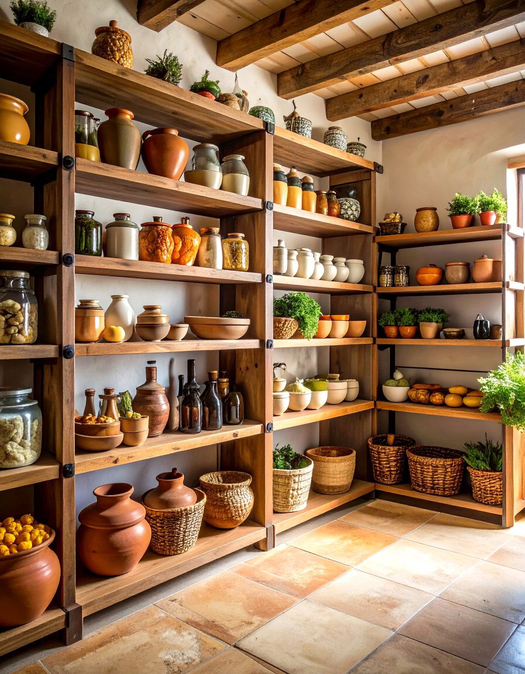 Mediterranean Terracotta and Natural Stone Elements - 24 Open Pantry Ideas
