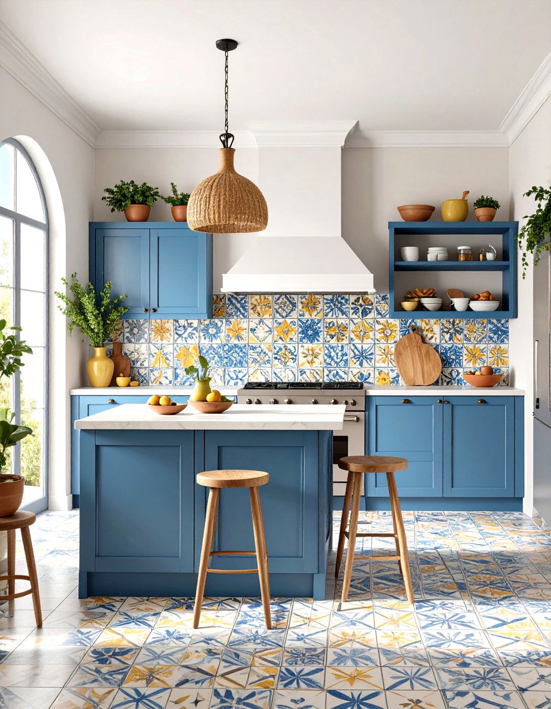 Mediterranean Tile Pattern Kitchen Wallpaper - 24 Kitchen Wallpaper Ideas