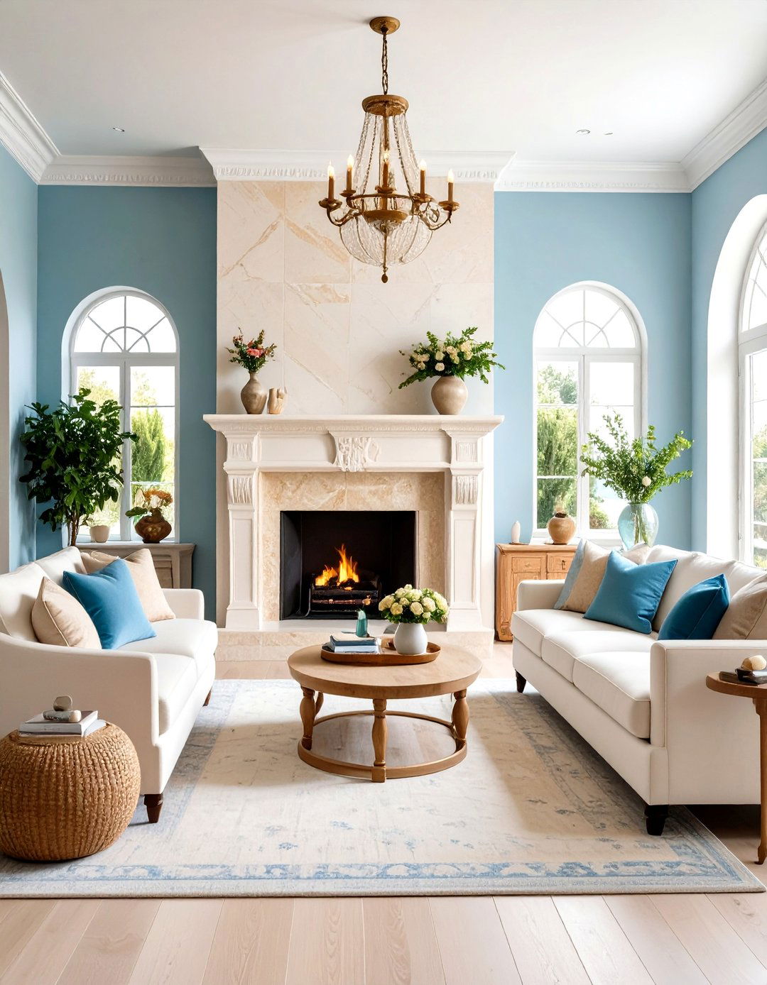 Mediterranean Travertine Fireplace Design - 24 Floor to Ceiling Stone Fireplace Ideas