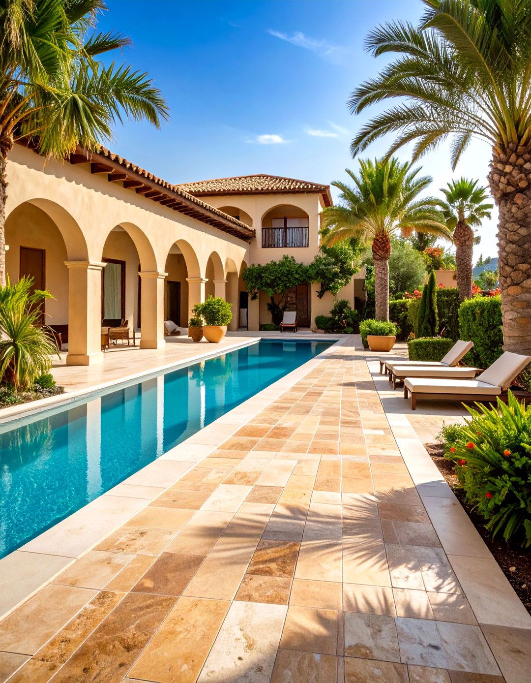 Mediterranean Travertine Pool Walkway - 24 Pool Walkway Ideas