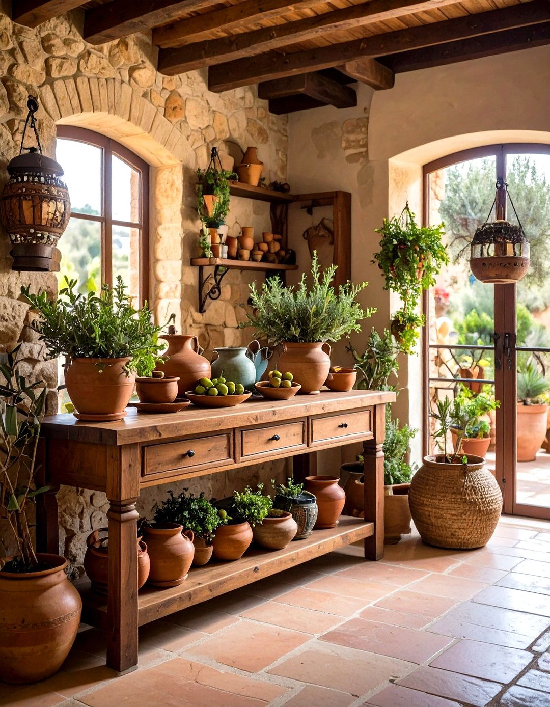 Mediterranean Tuscan Foyer with Warm Stone - 24 Foyer Decor Ideas
