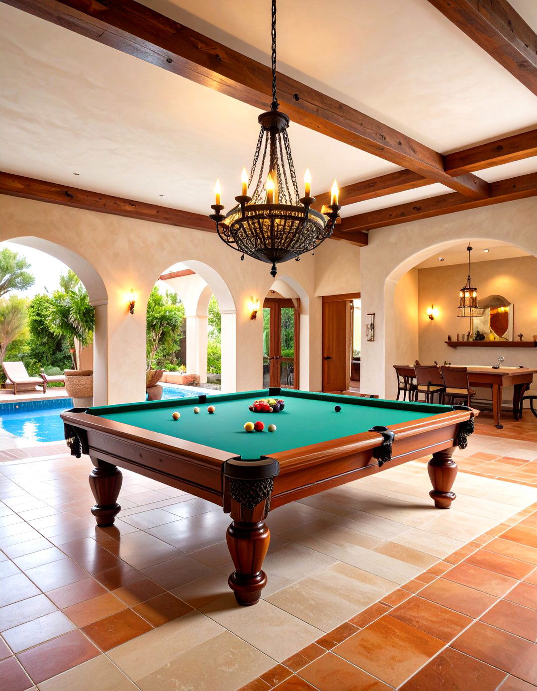 Mediterranean Villa Pool Room - 24 Pool Table Room Ideas