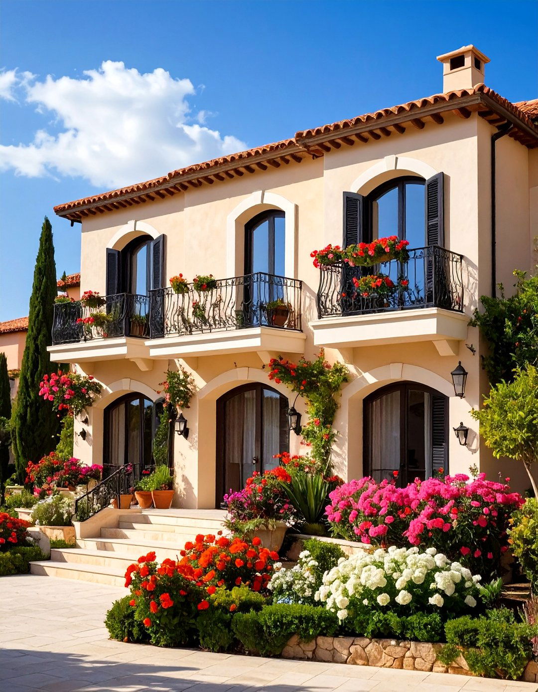 Mediterranean Villa Style - 24 Houses With Black Windows