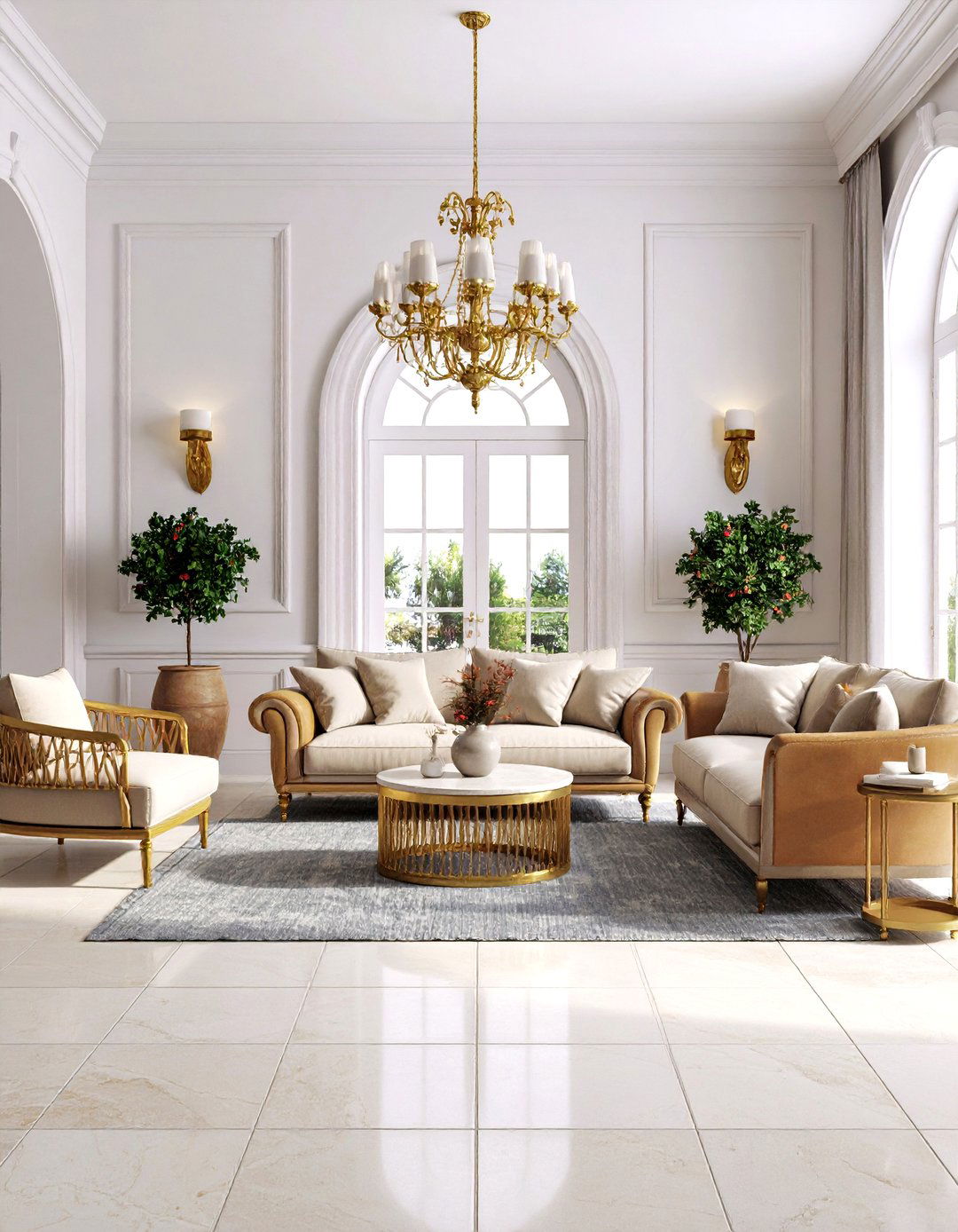 Mediterranean Villa Style - 24 Cream and Gold Living Room Ideas