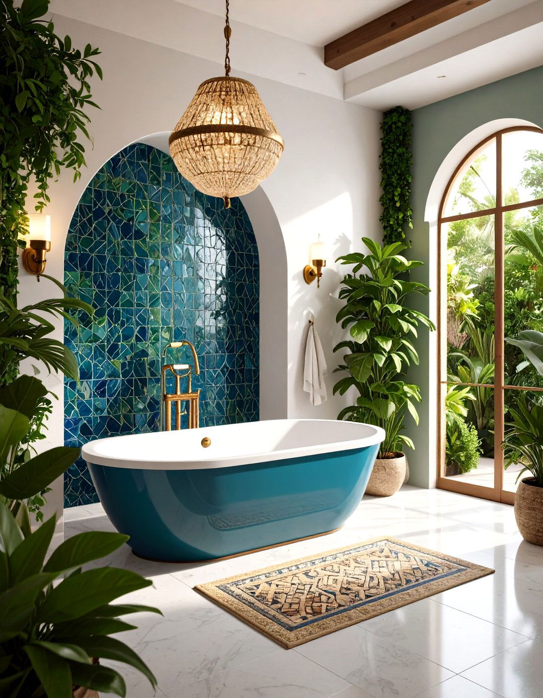 Mediterranean Villa with Mosaic Tiles - 24 Tub-shower Combo Ideas