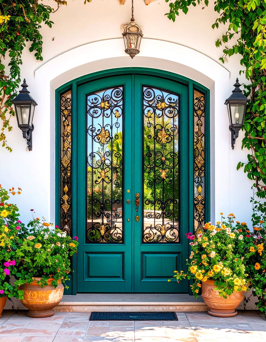 Mediterranean Wrought Iron and Glass - 24 Glass Front Doors Ideas