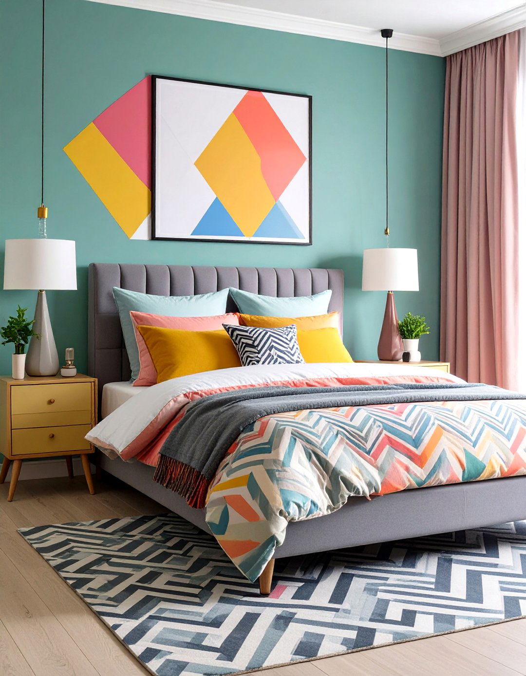 Memphis Design Bold Patterns - 24 90s Bedroom Decor Ideas