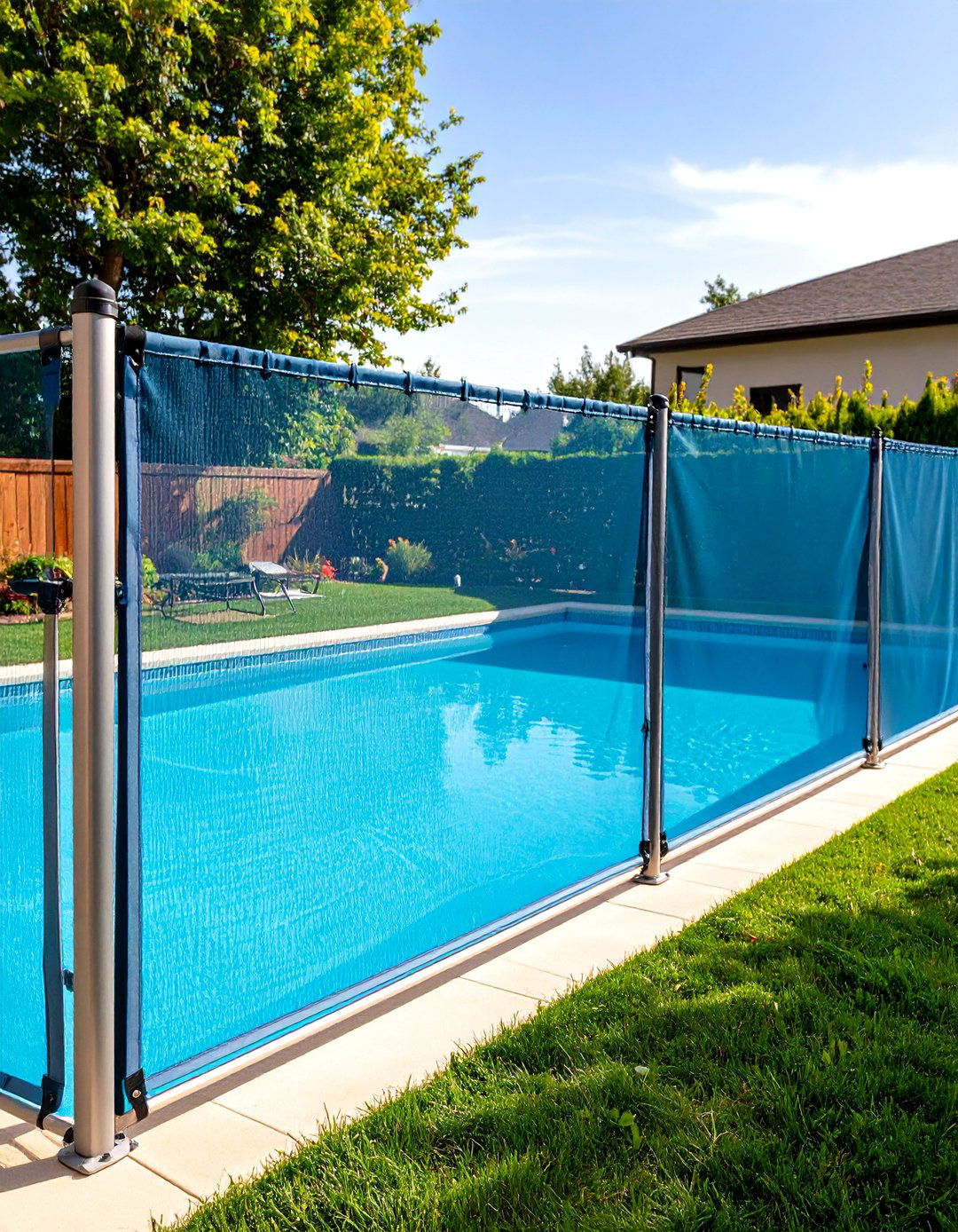 Mesh Pool Safety Fence with Removable Panels - 24 Pool Fence Ideas