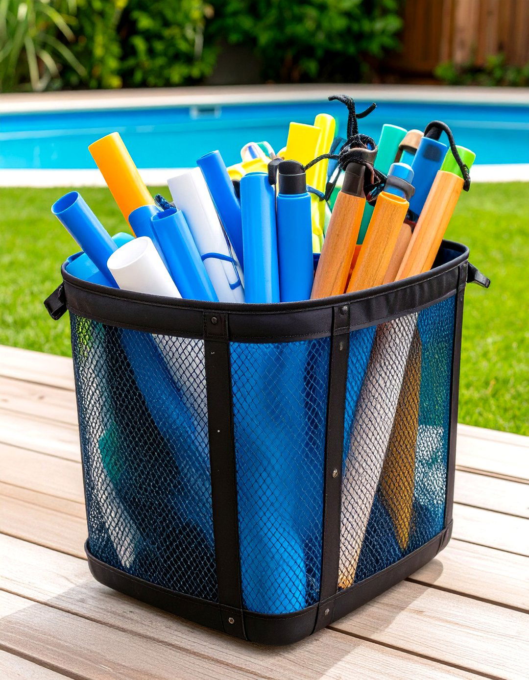 Mesh Pool Toy Storage Containers with Drainage - 24 Pool Storage Ideas