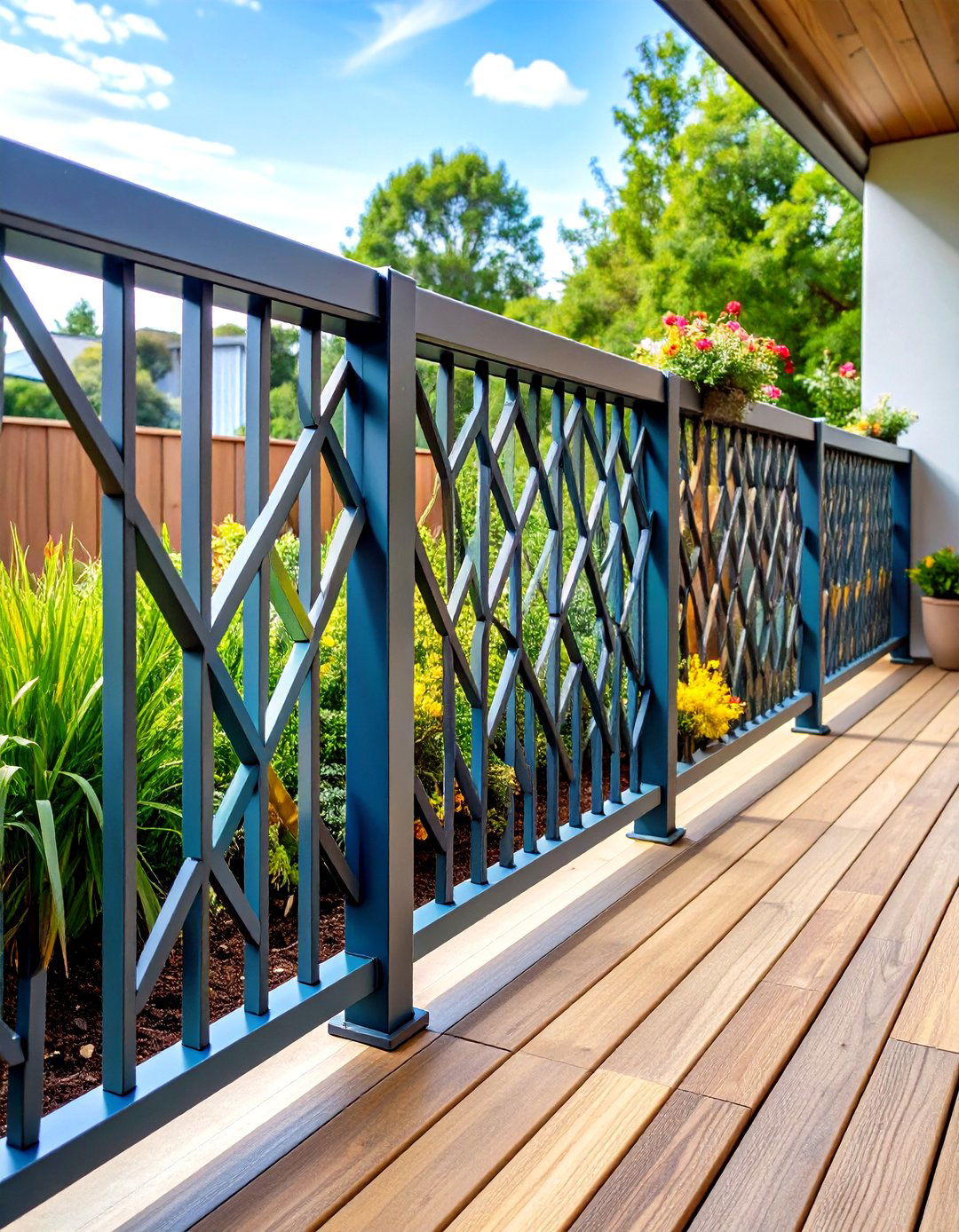 Metal Geometric Pattern Railing - 24 Deck Railing Ideas