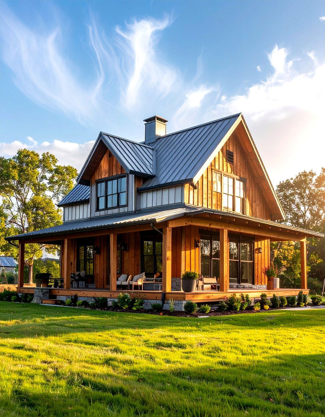Metal Panel Accent Farmhouse - 24 Modern Farmhouse Exterior