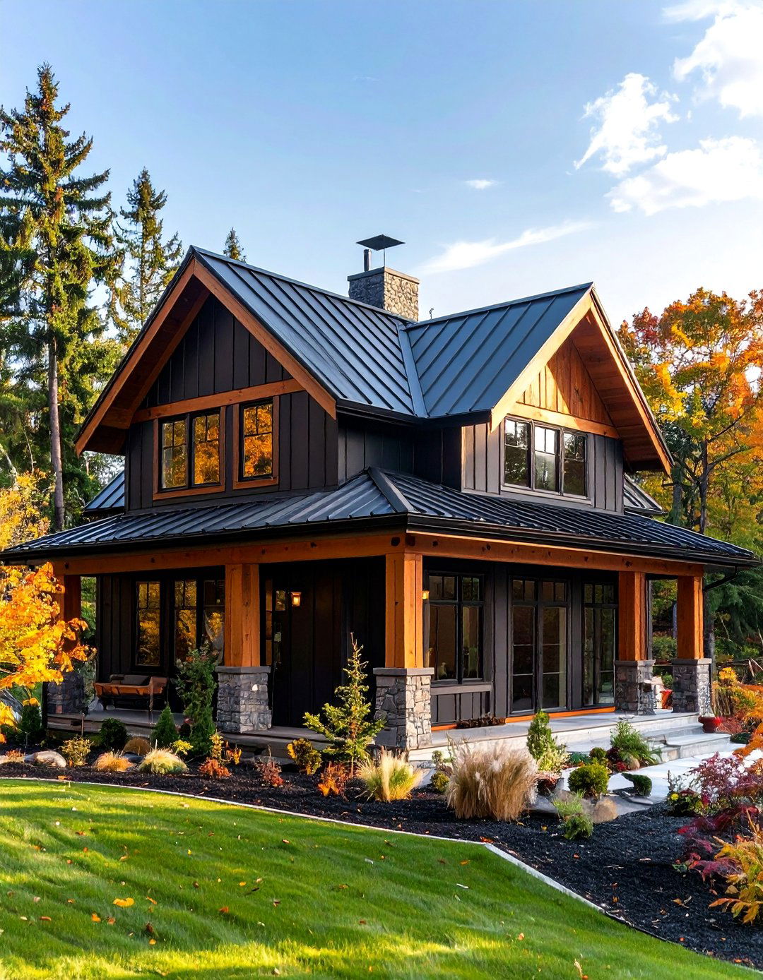 Metal Roof Cedar Combinations - 24 Black House With Cedar Accents