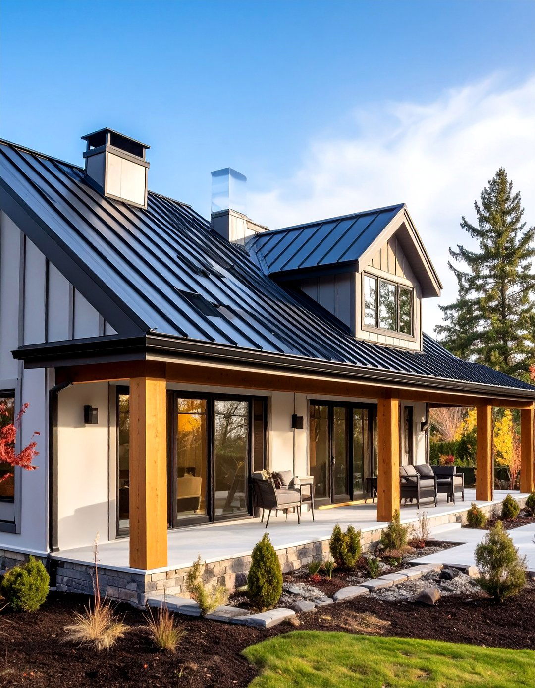 Metal Roof Snow Guards - 24 Black Modern Farmhouse Exterior Design Ideas