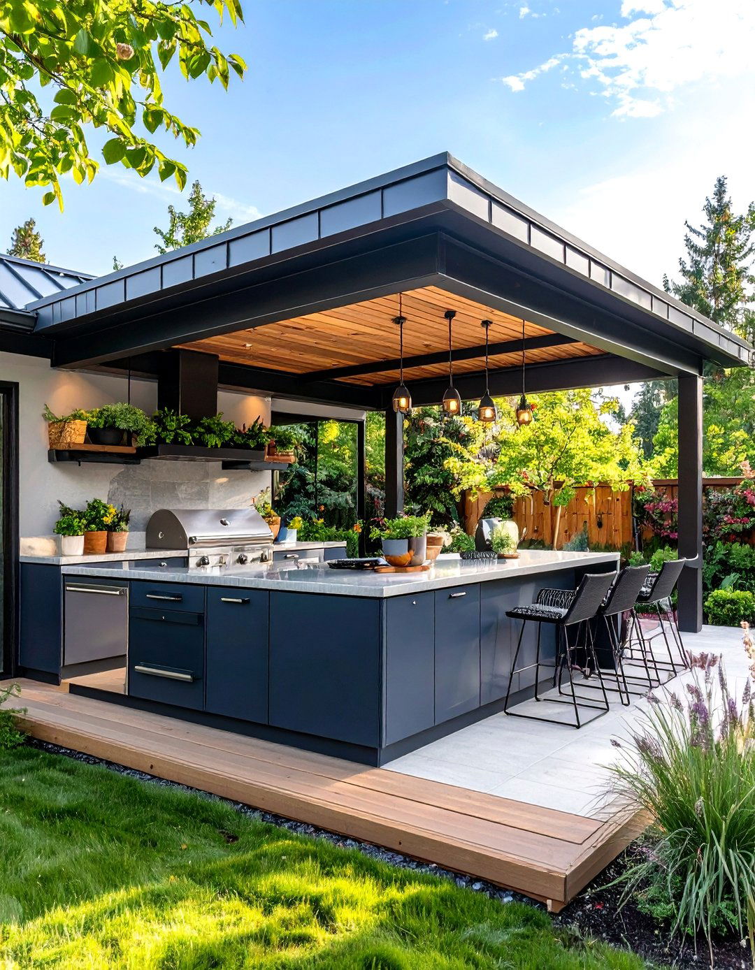 Metal Standing Seam Roof - 24 Outdoor Kitchen Roof Ideas