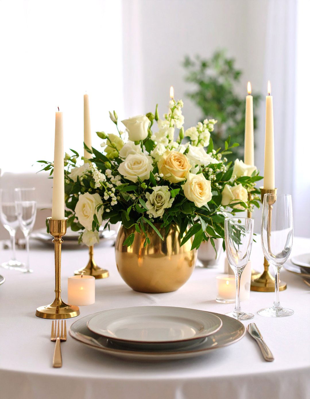 Metallic Accent Centerpieces - 24 Rehearsal Dinner Centerpiece Ideas