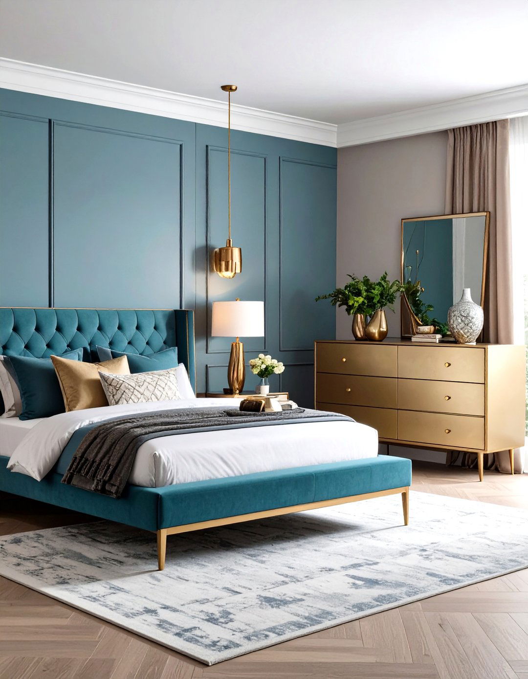 Metallic Accent Contemporary Elegance - 24 Dresser Decor Ideas