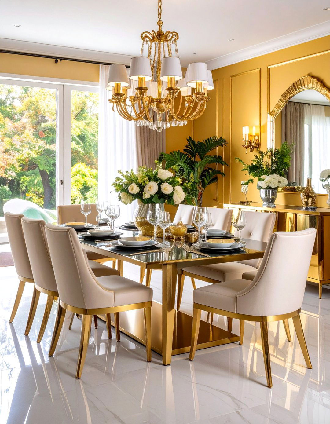 Metallic Accent Dining Room with Gold and Brass Details - 24 Art Deco Dining Room Ideas