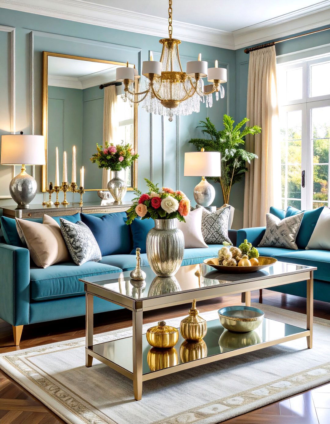 Metallic Accent Glamour Console - 24 Tv Console Decor Ideas