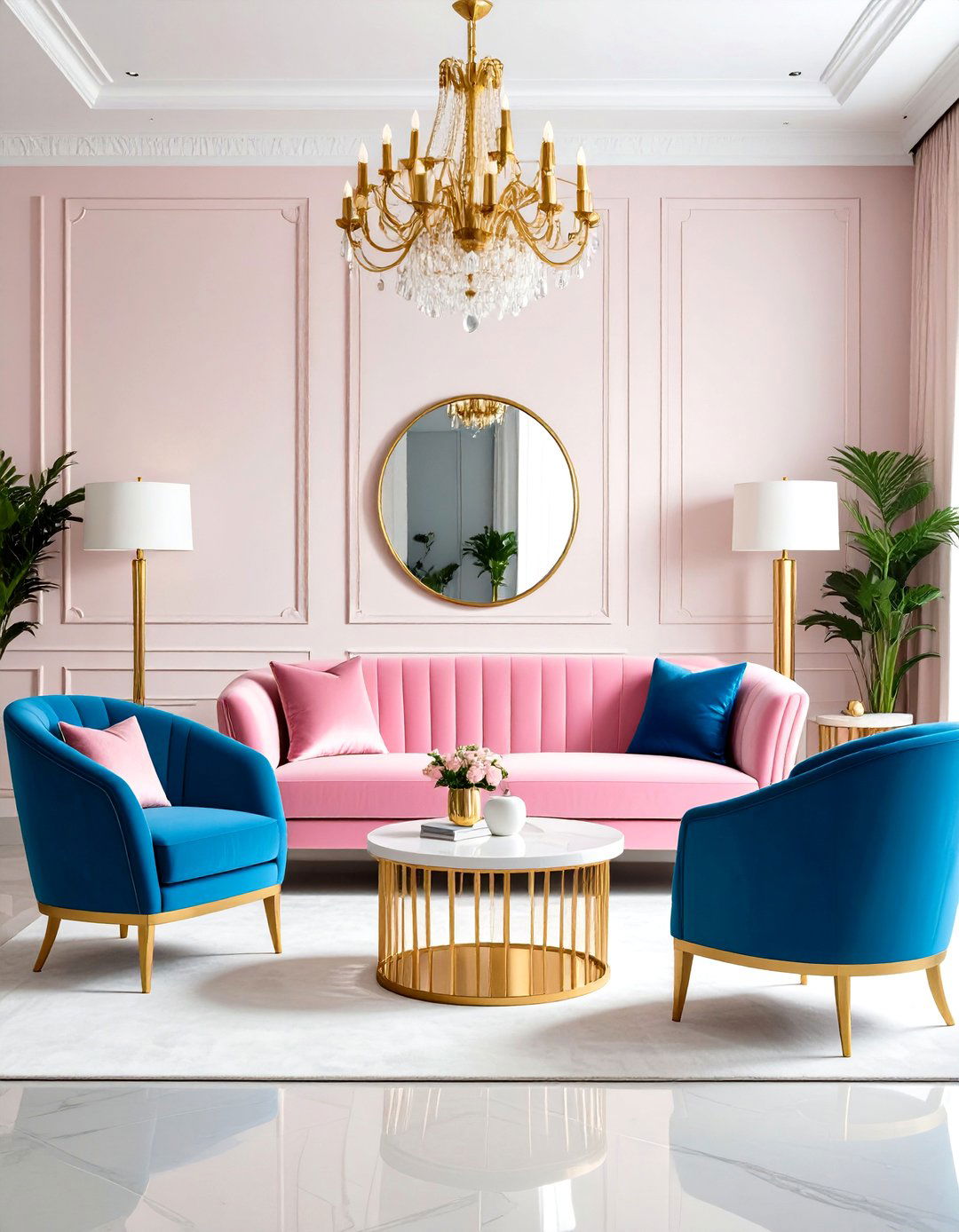 Metallic Accent Glamour Living Room - 24 Colorful Living Room Ideas