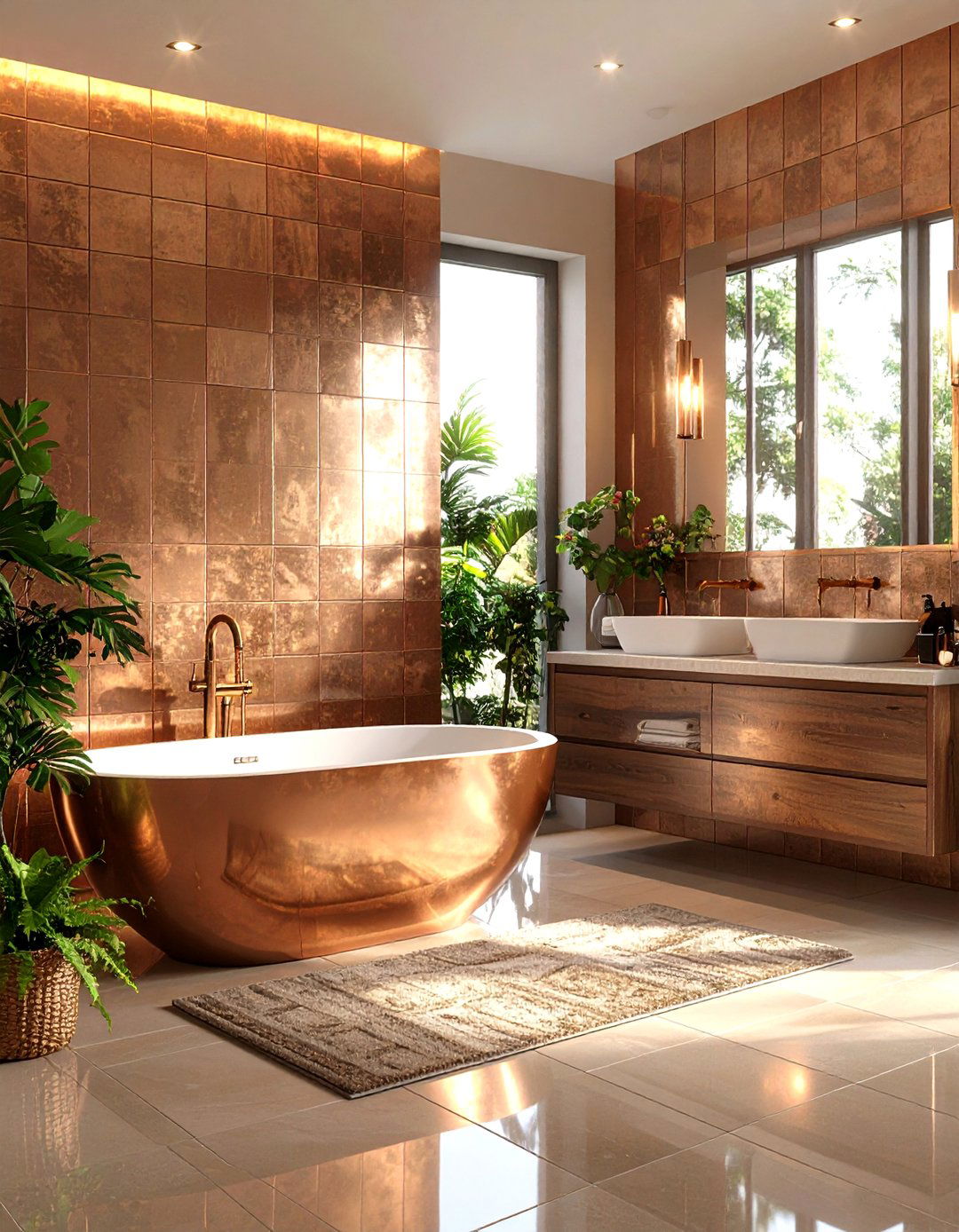 Metallic Accent Integration - 24 Bathroom Tile Ideas