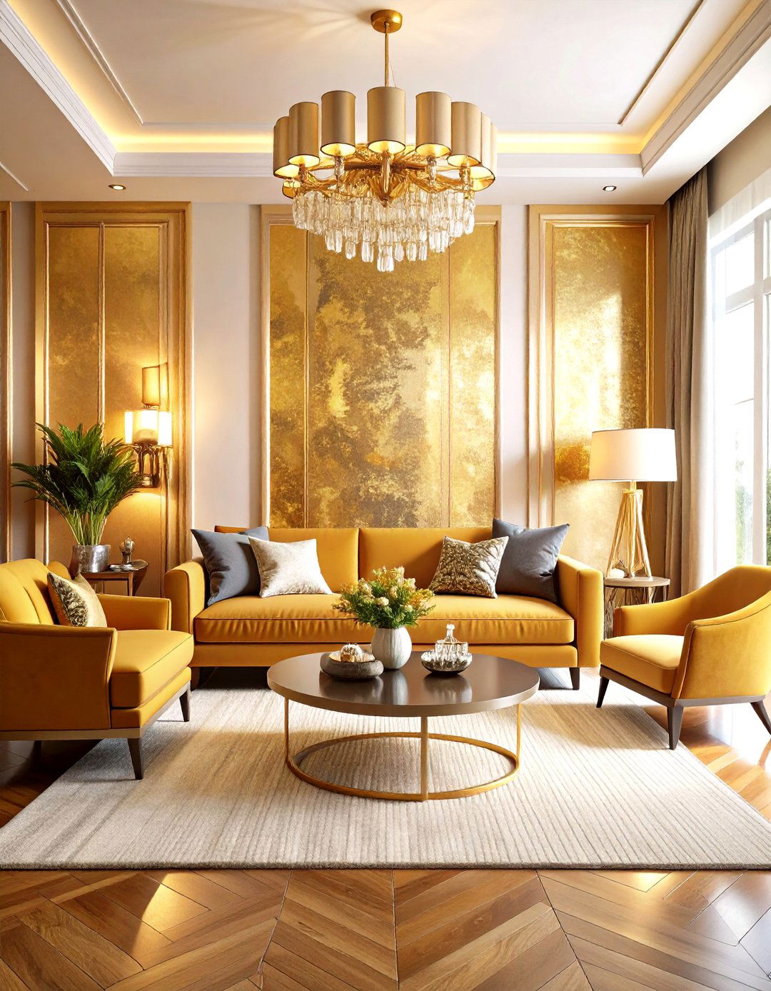 Metallic Accent Living Room Wallpaper - 24 Living Room Wallpaper Ideas