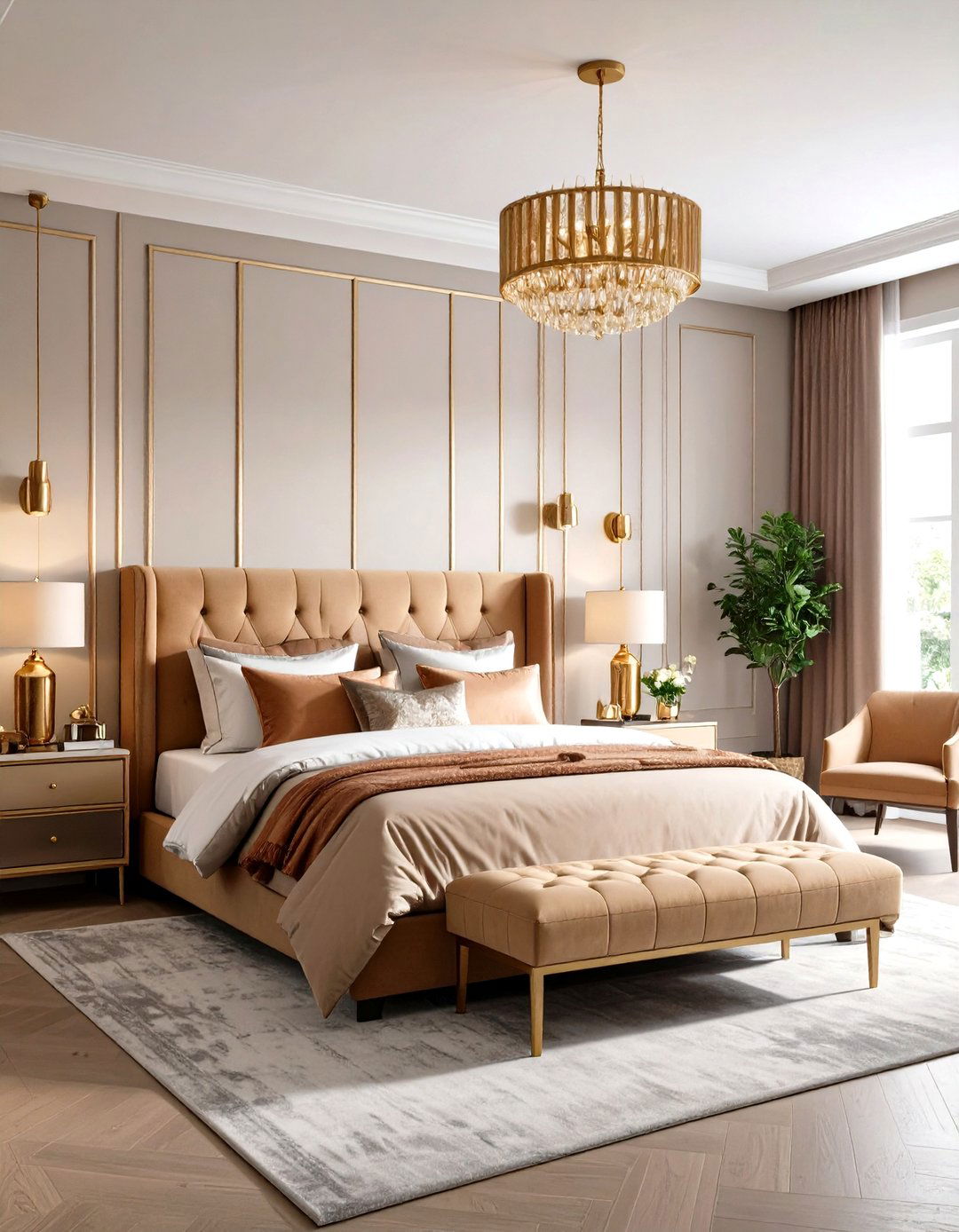 Metallic Accent Mixing Bedroom - 24 Eclectic Bedroom Ideas