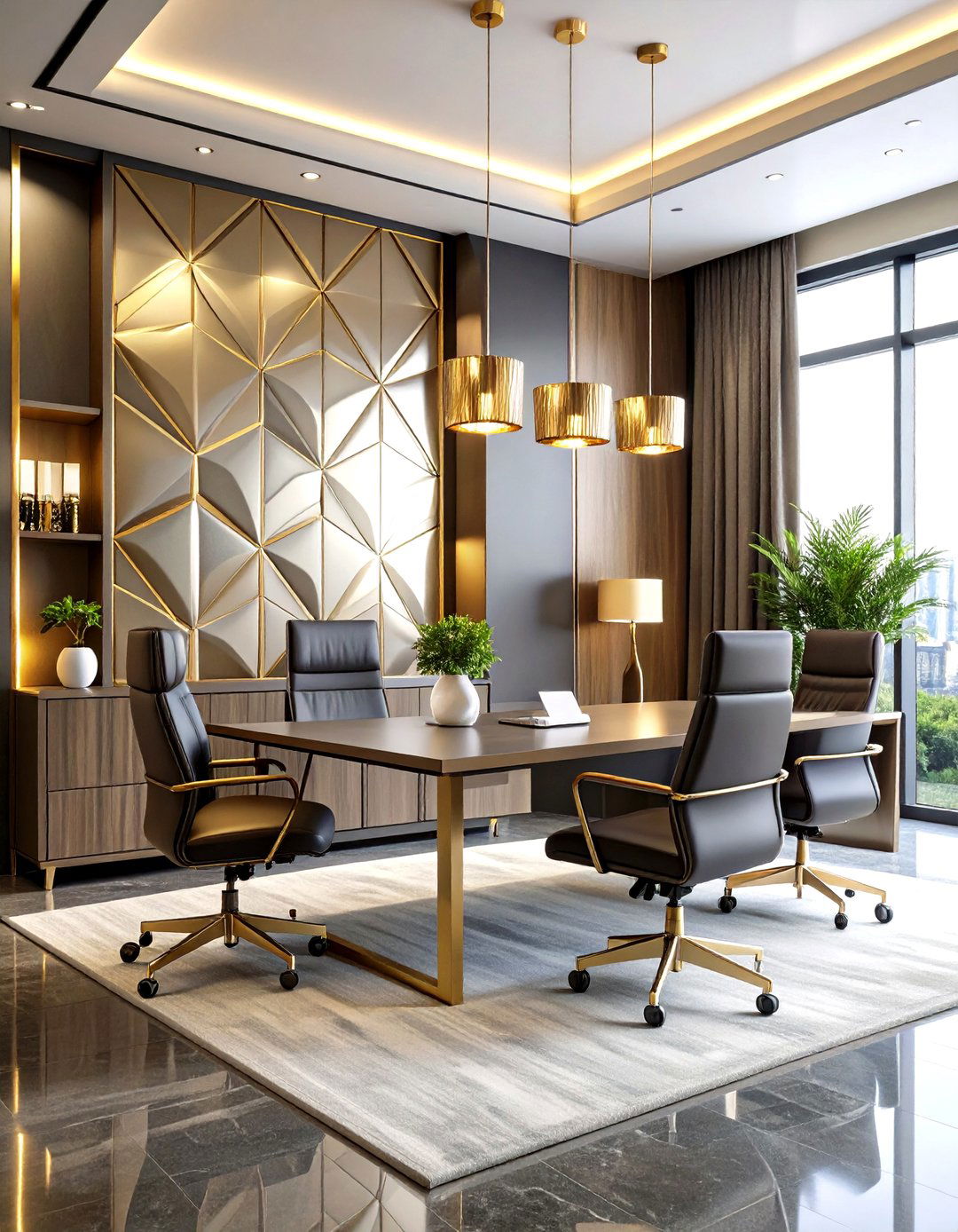 Metallic Accent Office Wallpaper - 24 Office Wallpaper Ideas