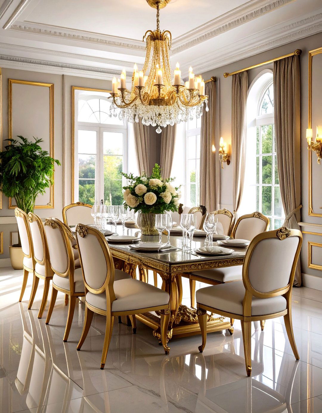 Metallic Accent Wainscoting Details - 24 Dining Room Wainscoting Ideas