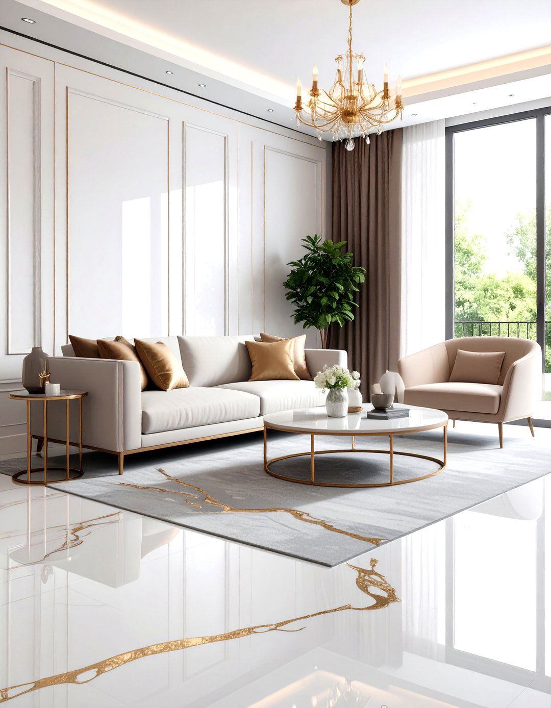 Metallic Epoxy Concrete Floor with Marble Veining - 24 Indoor Concrete Floor Paint Ideas