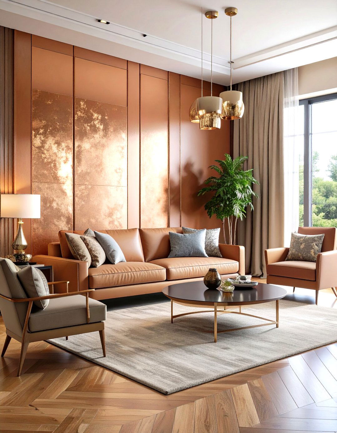 Metallic Finish Accent Applications - 24 Living Room Accent Wall Ideas