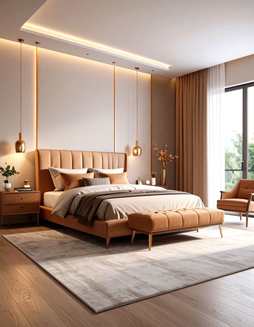 Metallic Finish Coordination - 24 luxury modern bedroom ideas
