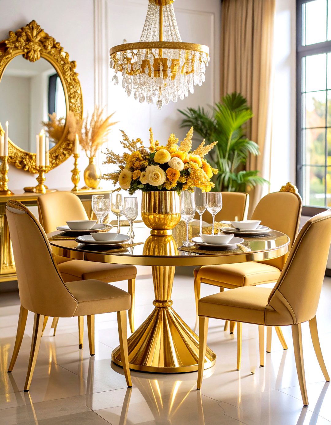 Metallic Gold Accent Sophistication - 24 Glam Dining Room Ideas