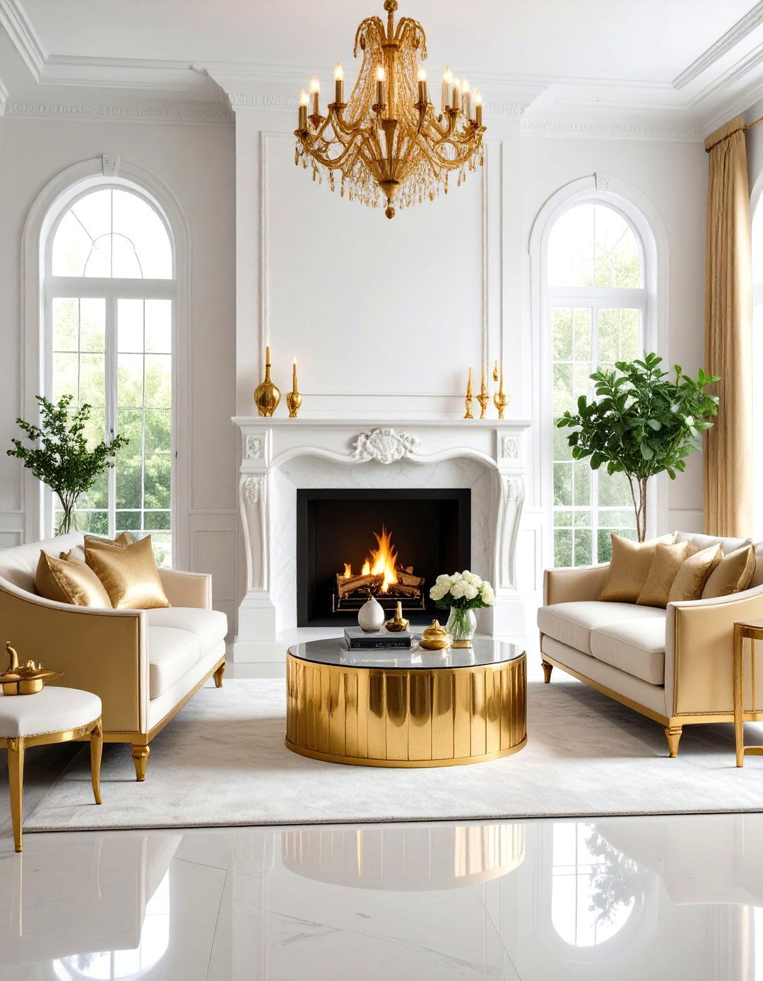 Metallic Gold Glamorous Accent - 24 Fireplace Paint Ideas
