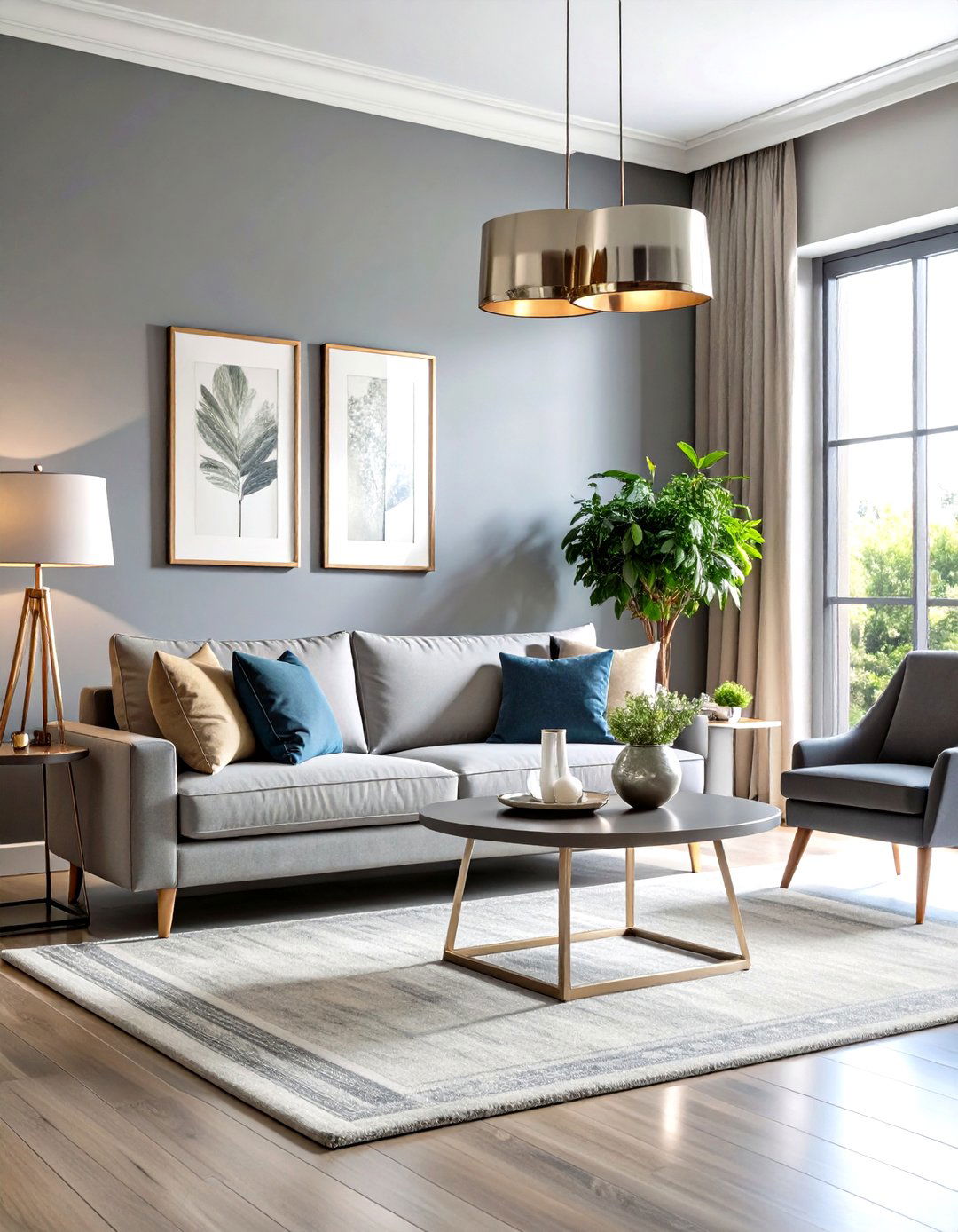 Metallic Grey Accent Details - 24 Grey and White Living Room Ideas