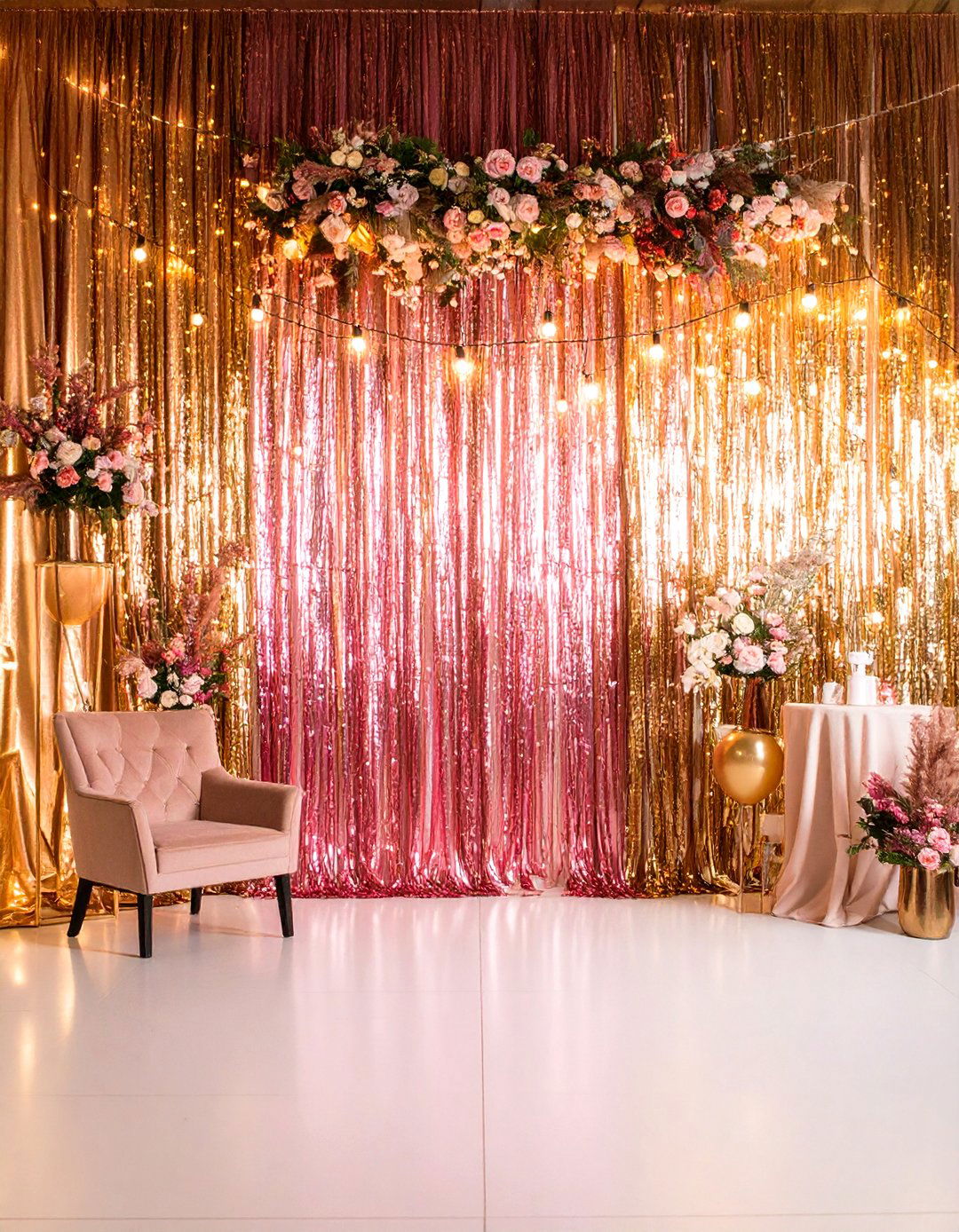 Metallic Shimmer Backdrop Wall - 24 Party Decoration Ideas