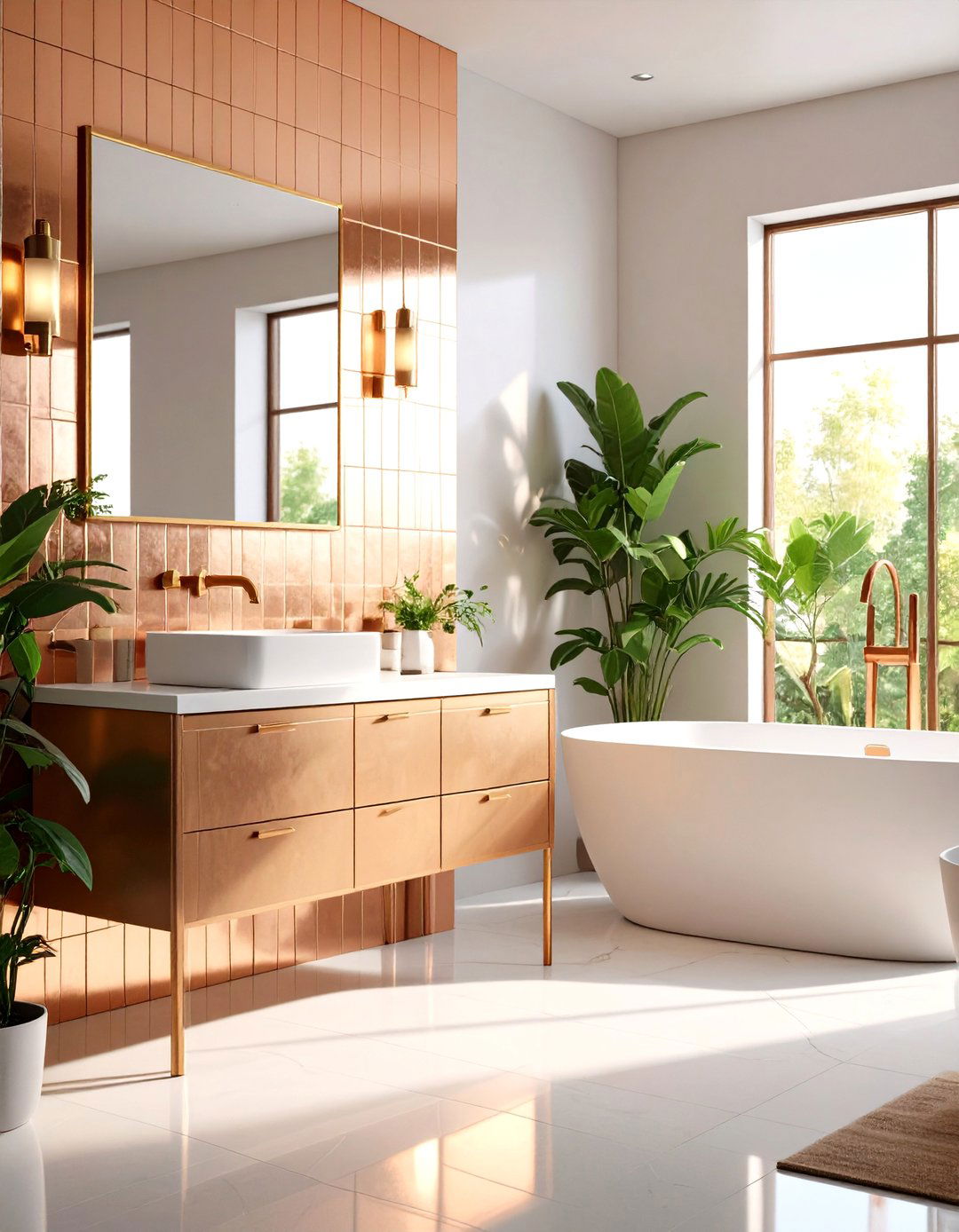 Metallic Tile Accent Features - 24 Bathroom Wall Ideas