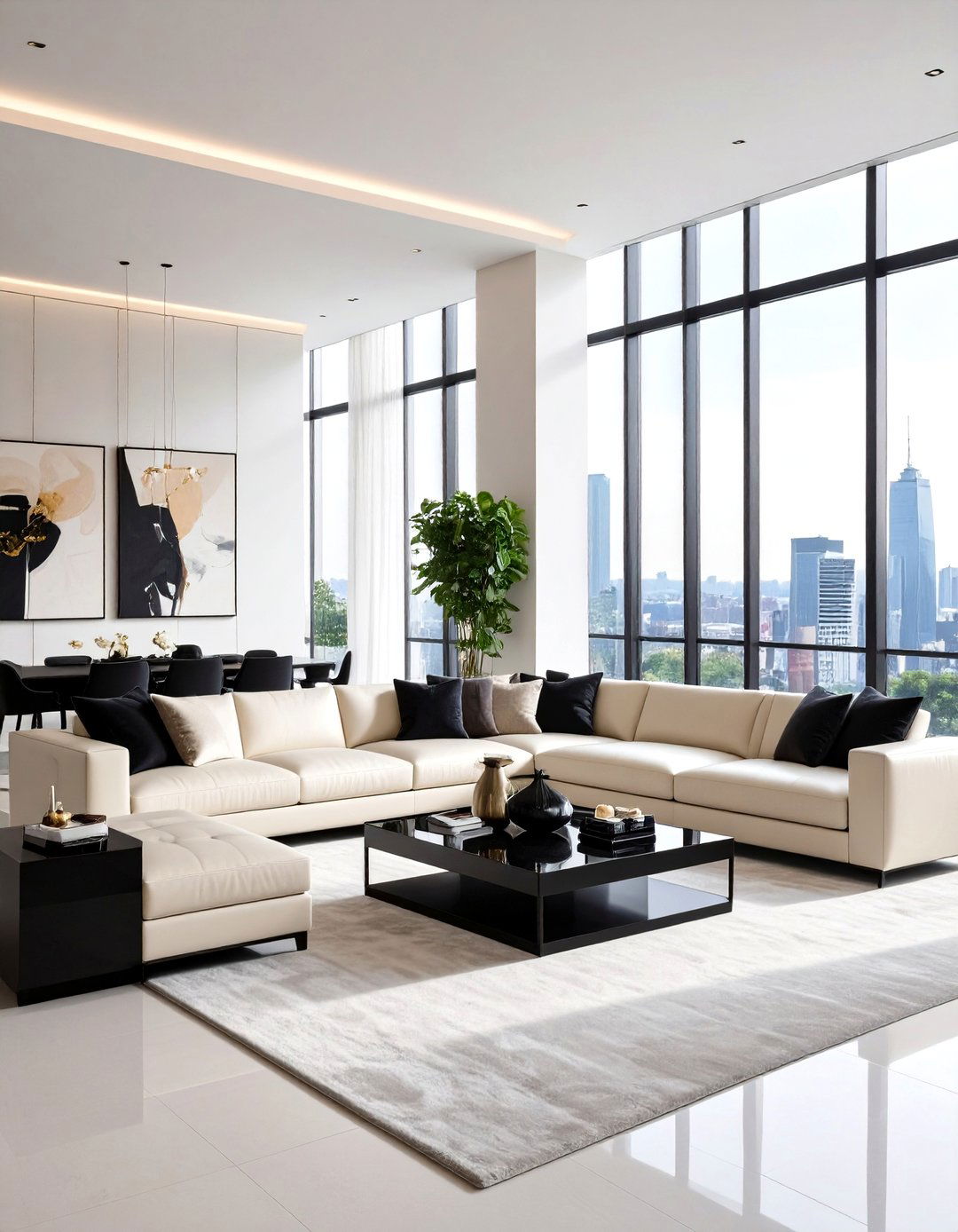 Metropolitan Sophisticated Living Room - 24 Cream and Black Living Room Ideas