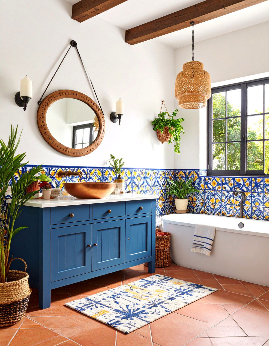 Mexican Eclectic Powder Room with Vibrant Tiles - 24 Eclectic Powder Room Ideas