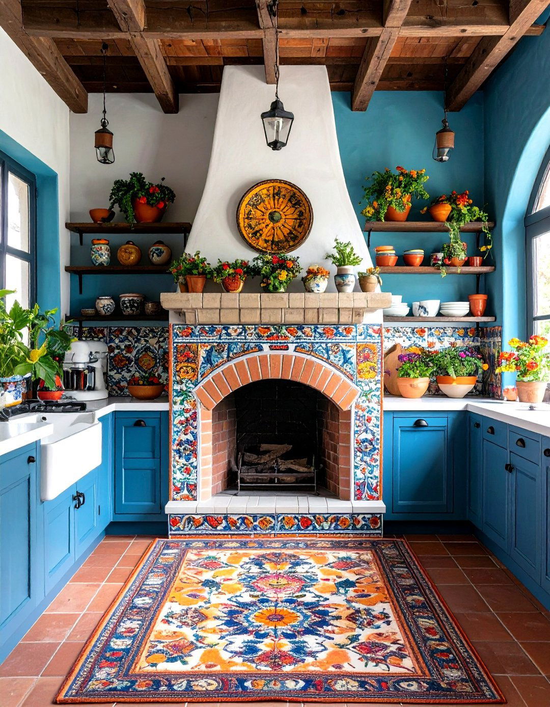 Mexican Kitchen Fireplace Integration - 24 Mexican Kitchen Ideas
