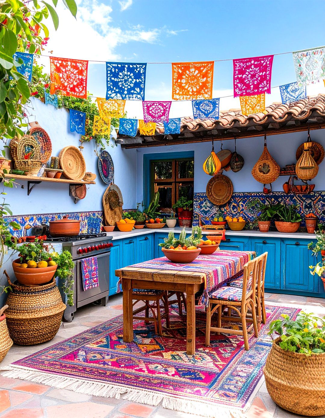Mexican Textile Outdoor Kitchen - 24 Mexican Outdoor Kitchen Ideas