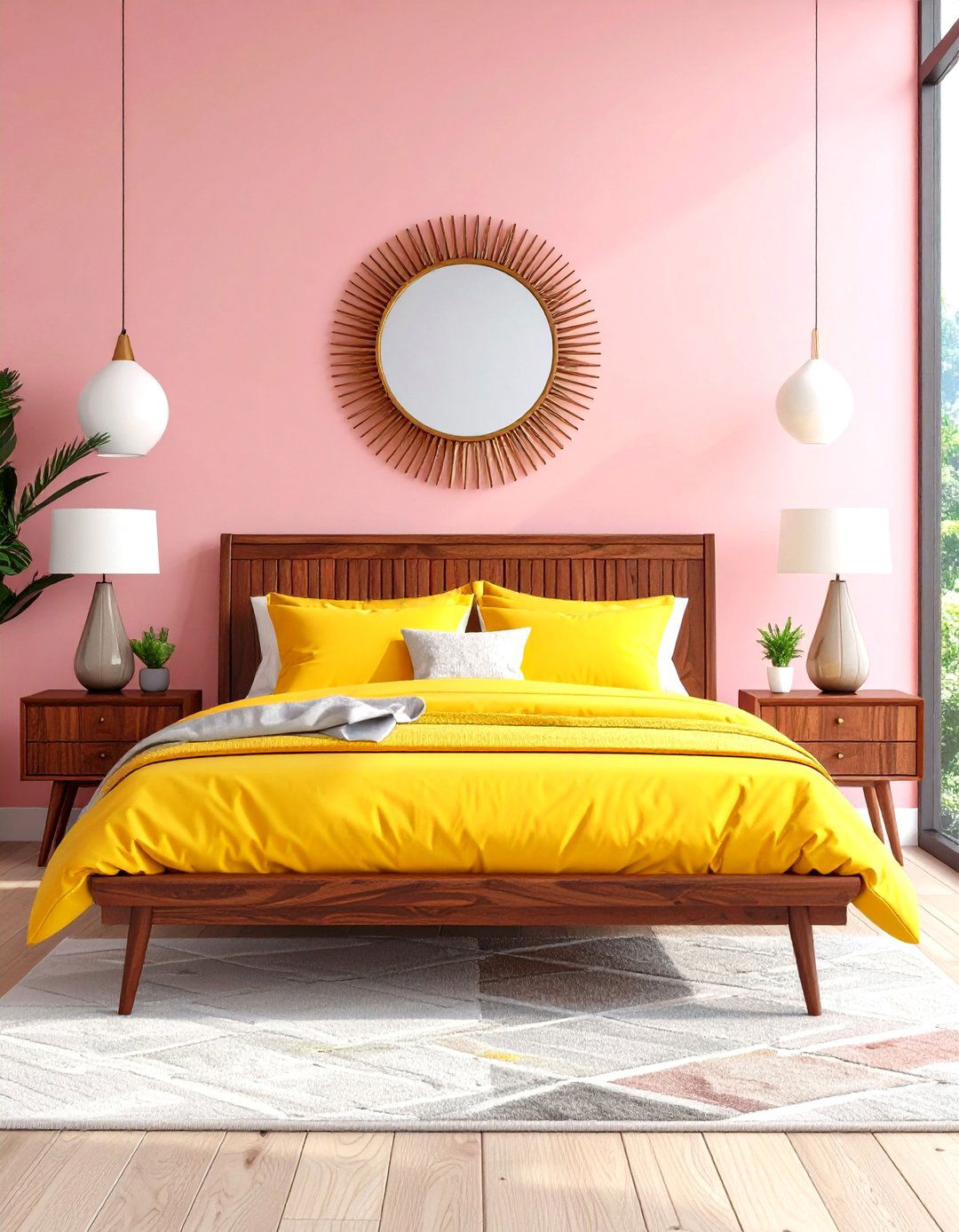 Mid Century Modern Bedroom - 24 How to Decorate With Yellow and Pink