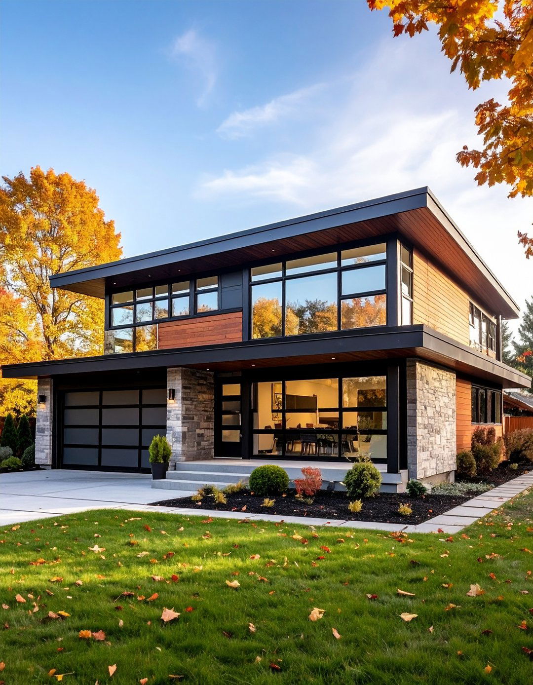 Mid Century Modern Black Frames - 24 Red Brick House with Black Trim Design Ideas