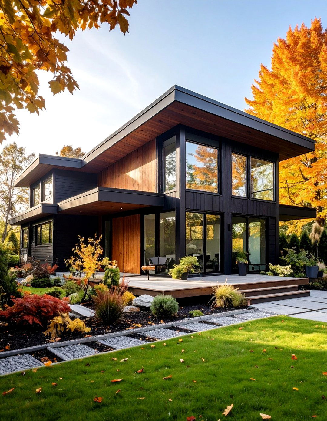 Mid Century Modern Black House - 24 black siding house ideas